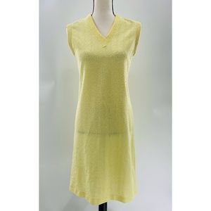 LF‎ Petite Vintage Sunshine Yellow Knit Sleeveless Below Knee Sheath  Dress